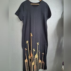Vintage 90's Sweatshirt Maxi Dress With Giraffes
